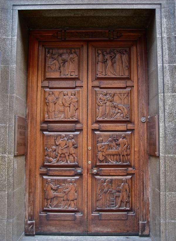 The Cornhill history door, London
