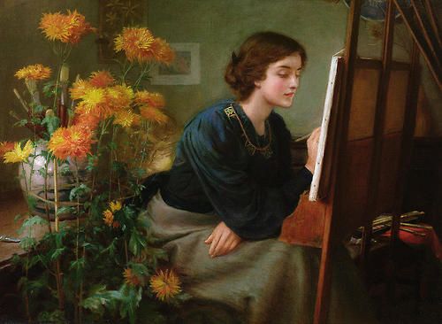 Victorian woman painting