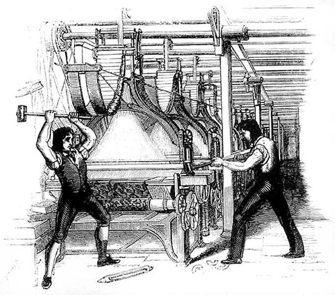 Luddites frame breaking