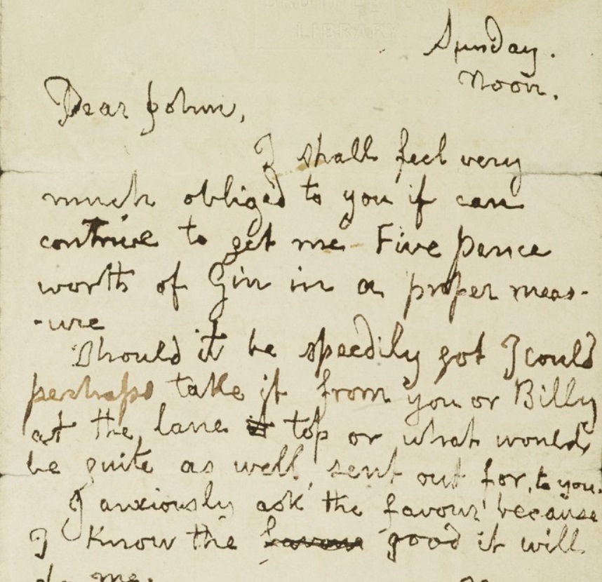 letter from Branwell Bronte to John Brown