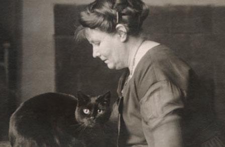 May Sinclair with cat
